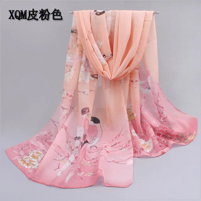 2017 scarf thin chiffon polyester silk scarf spring and autumn accessories women's summer sunscreen cape XQM