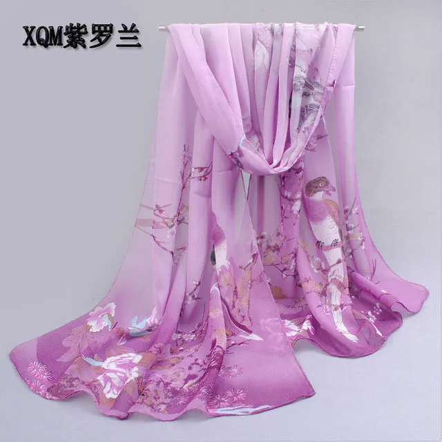 2017 scarf thin chiffon polyester silk scarf spring and autumn accessories women's summer sunscreen cape XQM