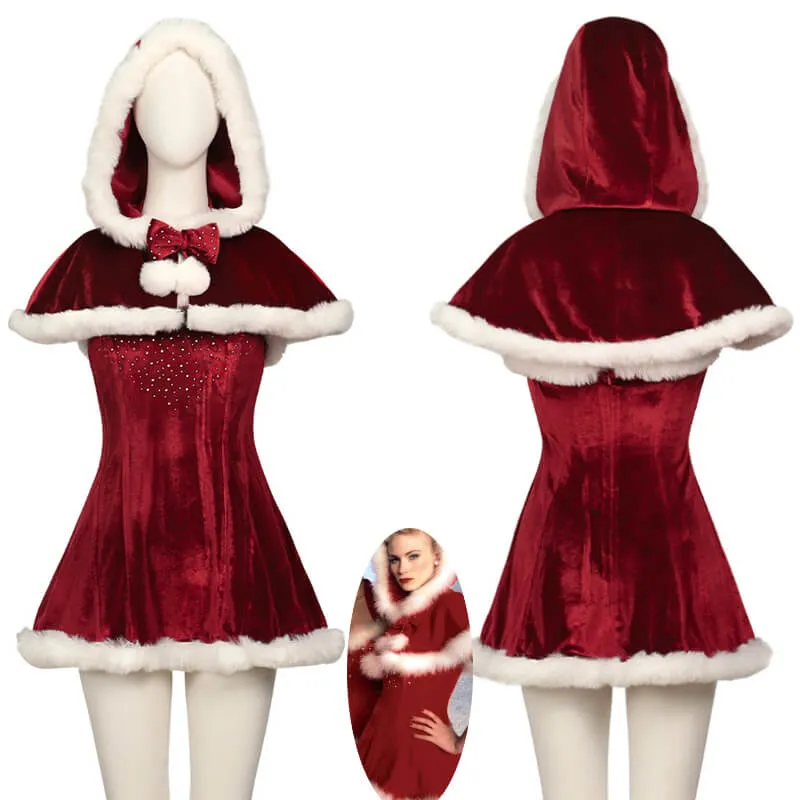 2023 Love Actually Christmas Costume Dress with Cape Adults ACcosplay