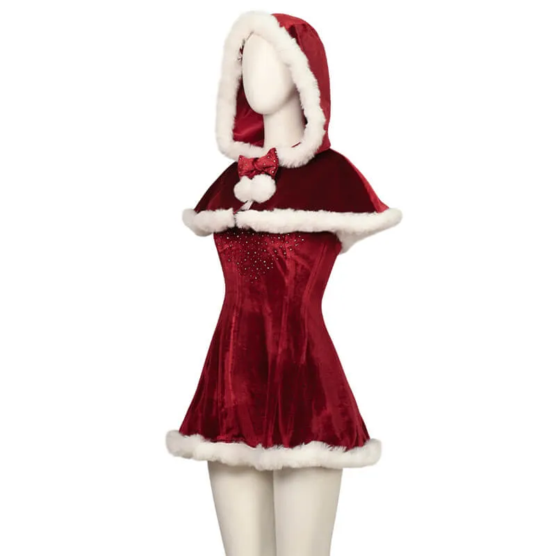 2023 Love Actually Christmas Costume Dress with Cape Adults ACcosplay