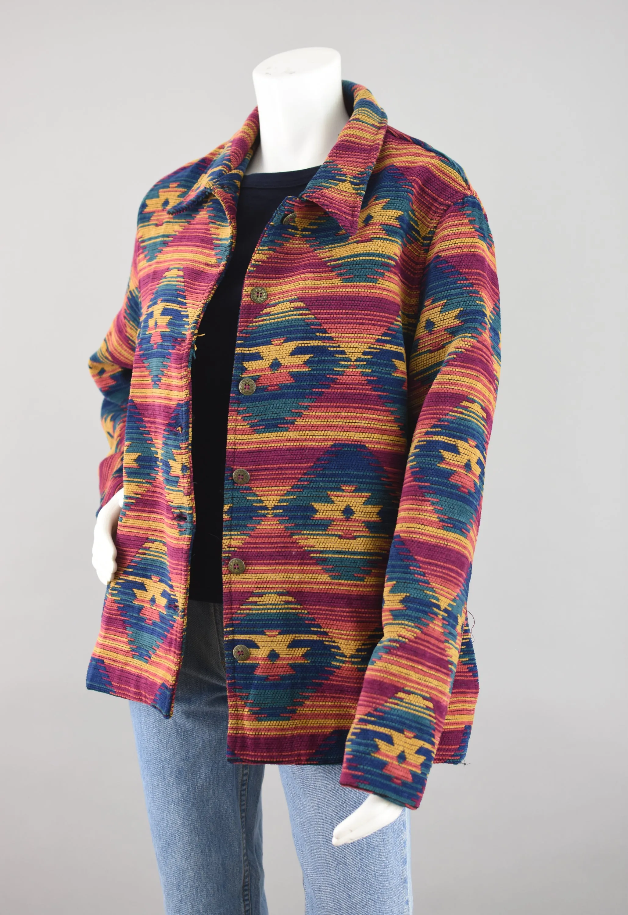 90s Southwest Aztec Tapestry Jacket Women's Plus Size 18