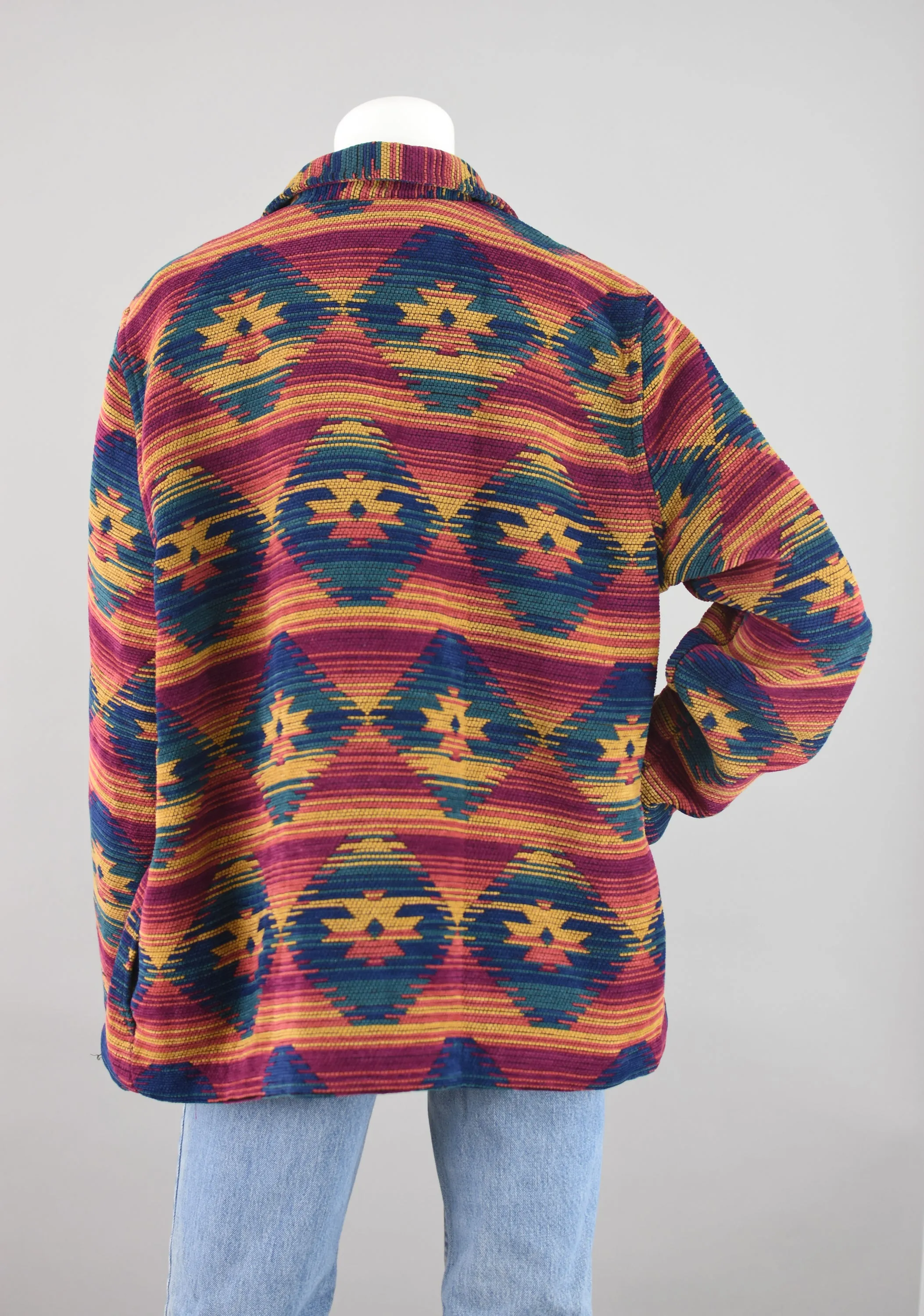 90s Southwest Aztec Tapestry Jacket Women's Plus Size 18