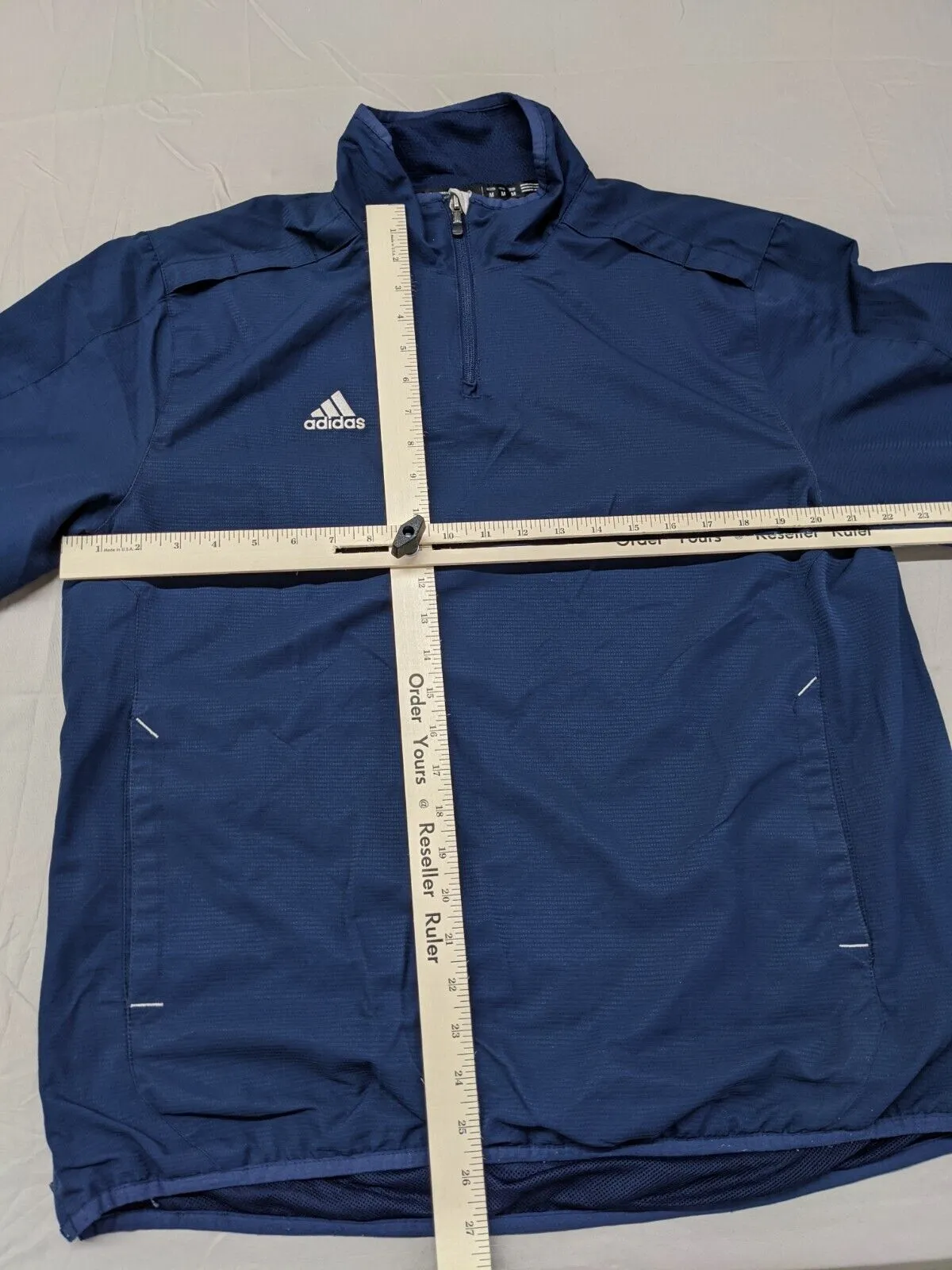 Adidas Men 1/4 Zip Pullover Sweatshirt Top Collared Center Logo Blue SZ Medium