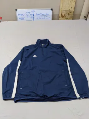 Adidas Men 1/4 Zip Pullover Sweatshirt Top Collared Center Logo Blue SZ Medium