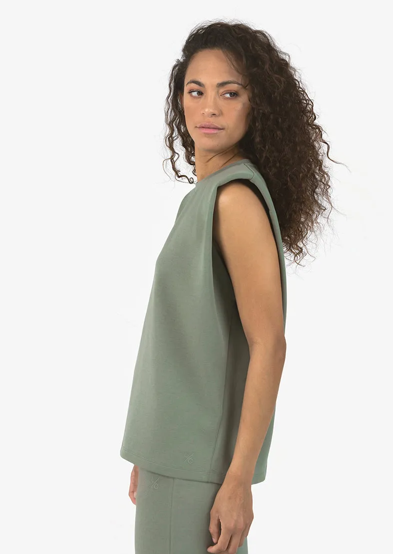 All-Around Lounge Padded Shoulder Tee Khaki