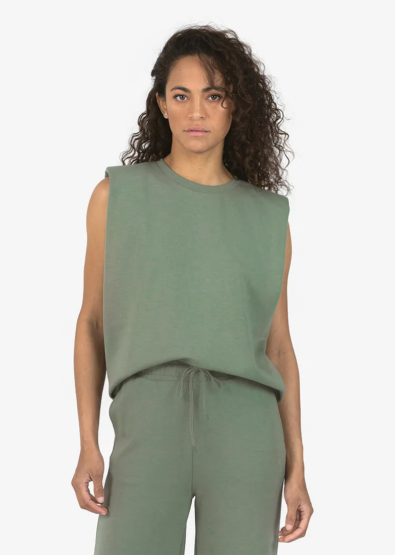 All-Around Lounge Padded Shoulder Tee Khaki