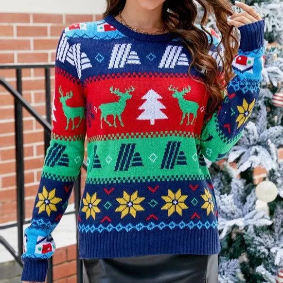 Alyssa Christmas Symbols Pattern Sweatshirt