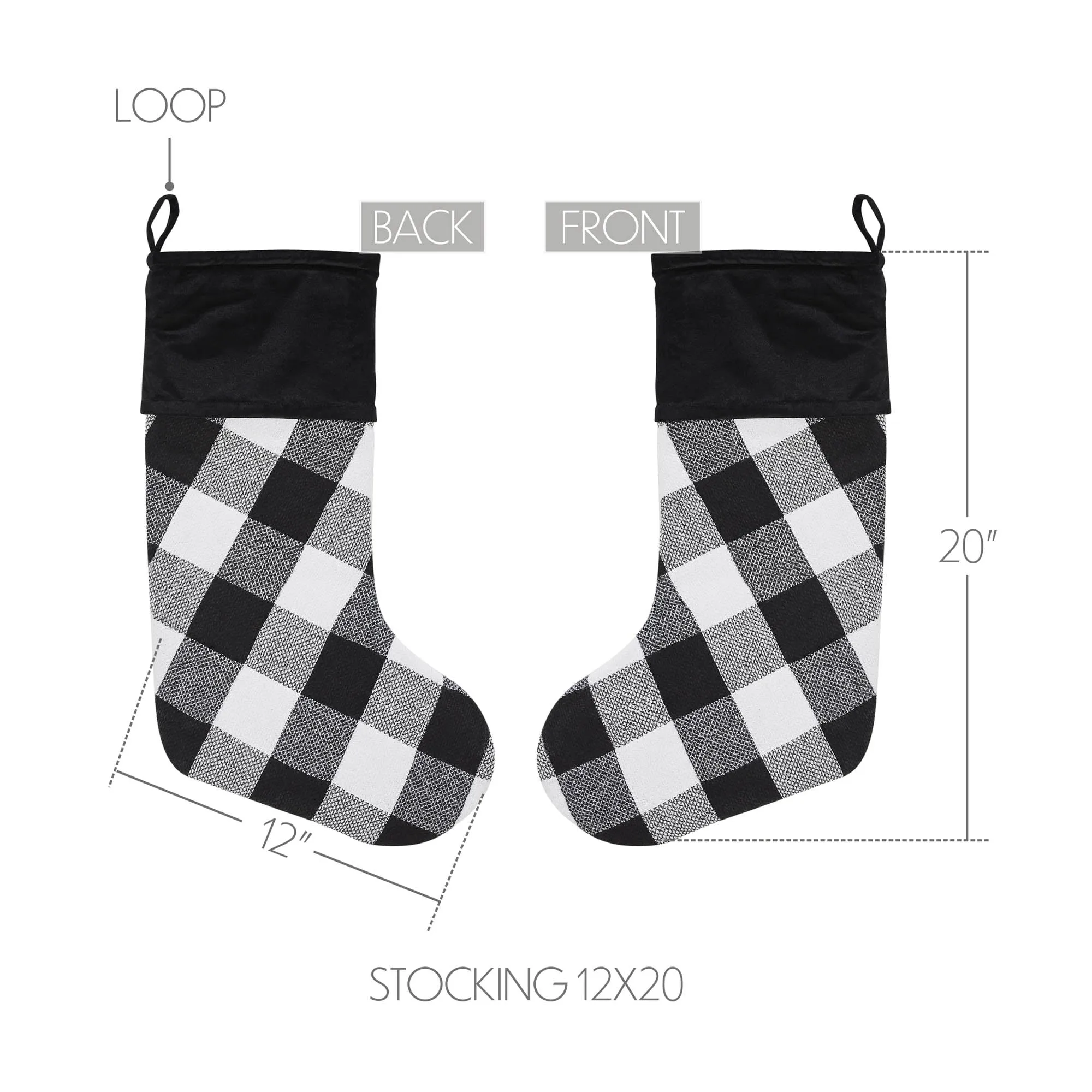 Annie Black Check Stocking 12x20