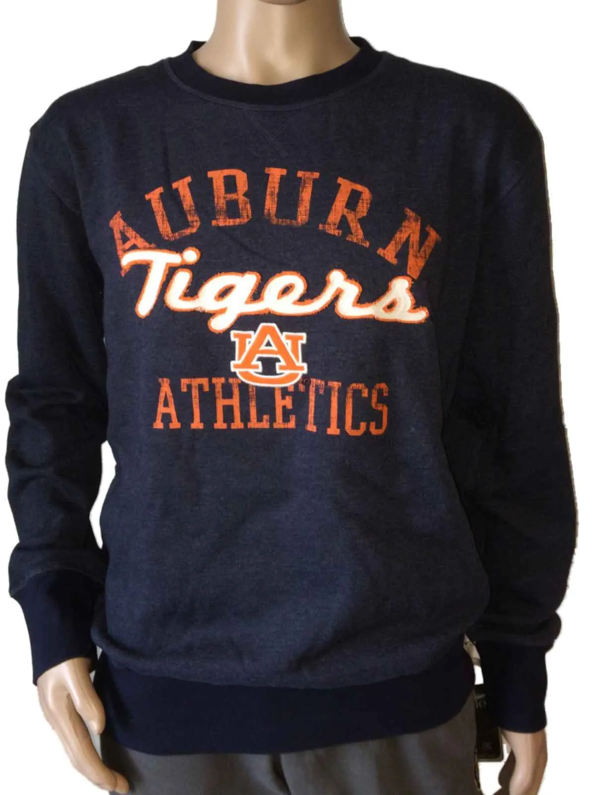 Auburn Tigers Colosseum Navy Long Sleeve Crew Neck Pullover Sweatshirt (L)