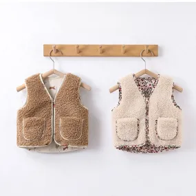 Baby Solid Color Lamb Fleece Quilted Warm Sleeveless Coat by MyKids-USA™