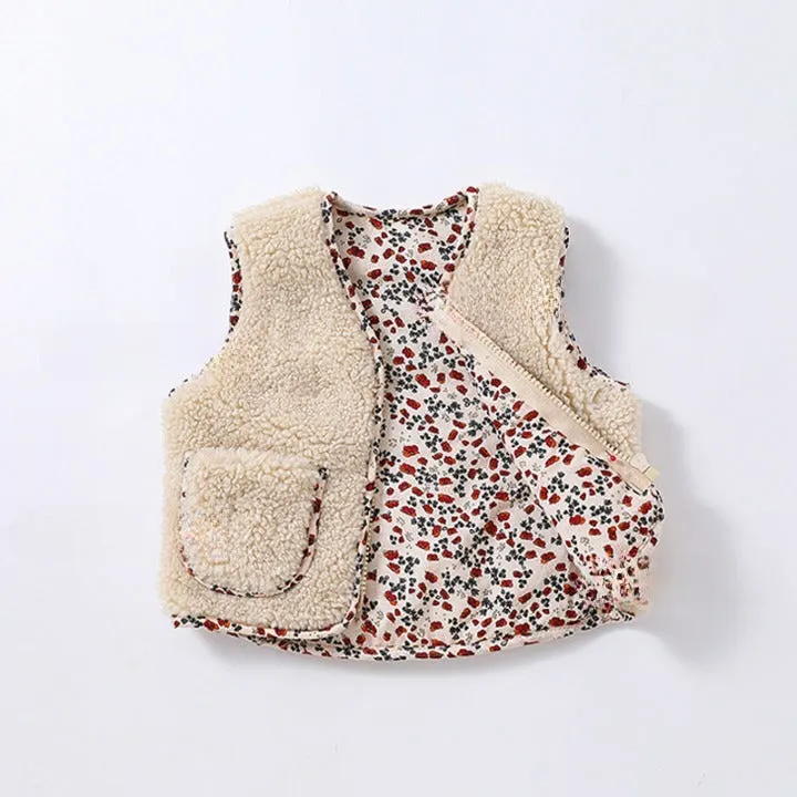 Baby Solid Color Lamb Fleece Quilted Warm Sleeveless Coat by MyKids-USA™