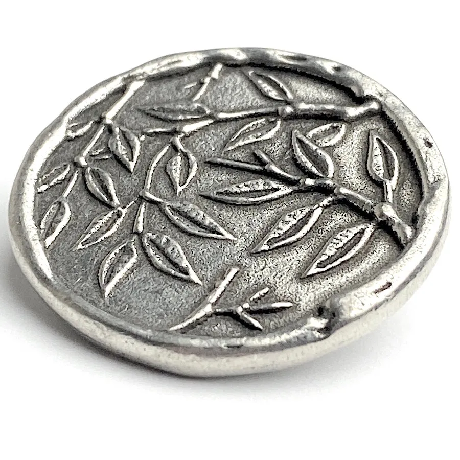 Bamboo Button, Pewter, 1" Danforth USA, 27mm Shank Back # FJ-122