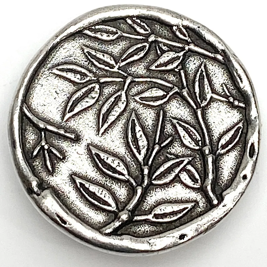 Bamboo Button, Pewter, 1" Danforth USA, 27mm Shank Back # FJ-122