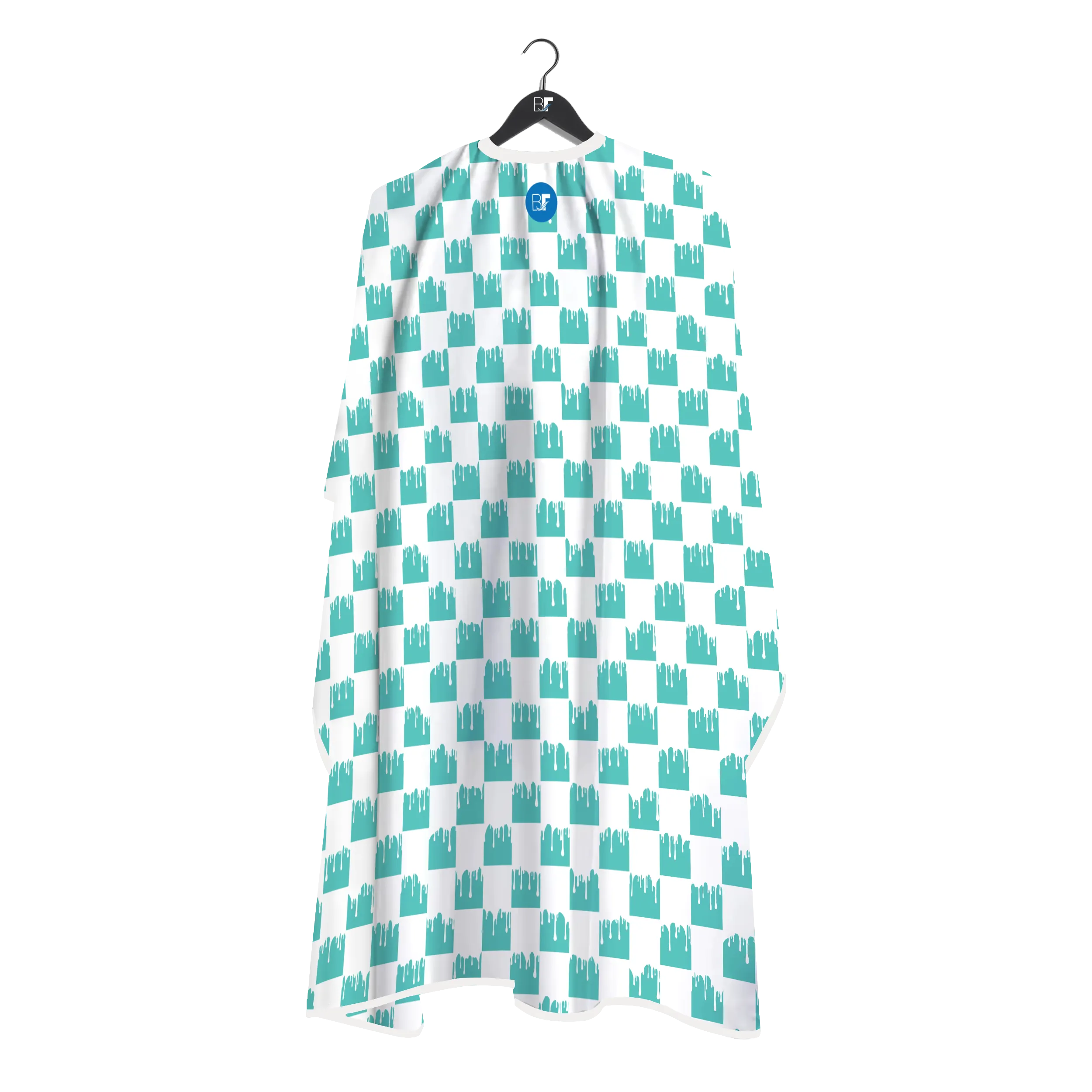 Barber Flow Dripped Checker Cape - Turquoise