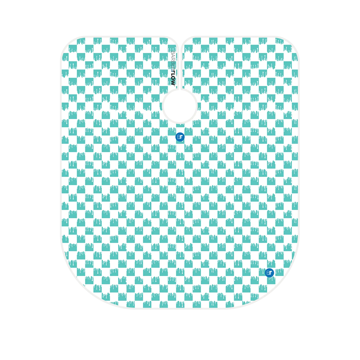 Barber Flow Dripped Checker Cape - Turquoise