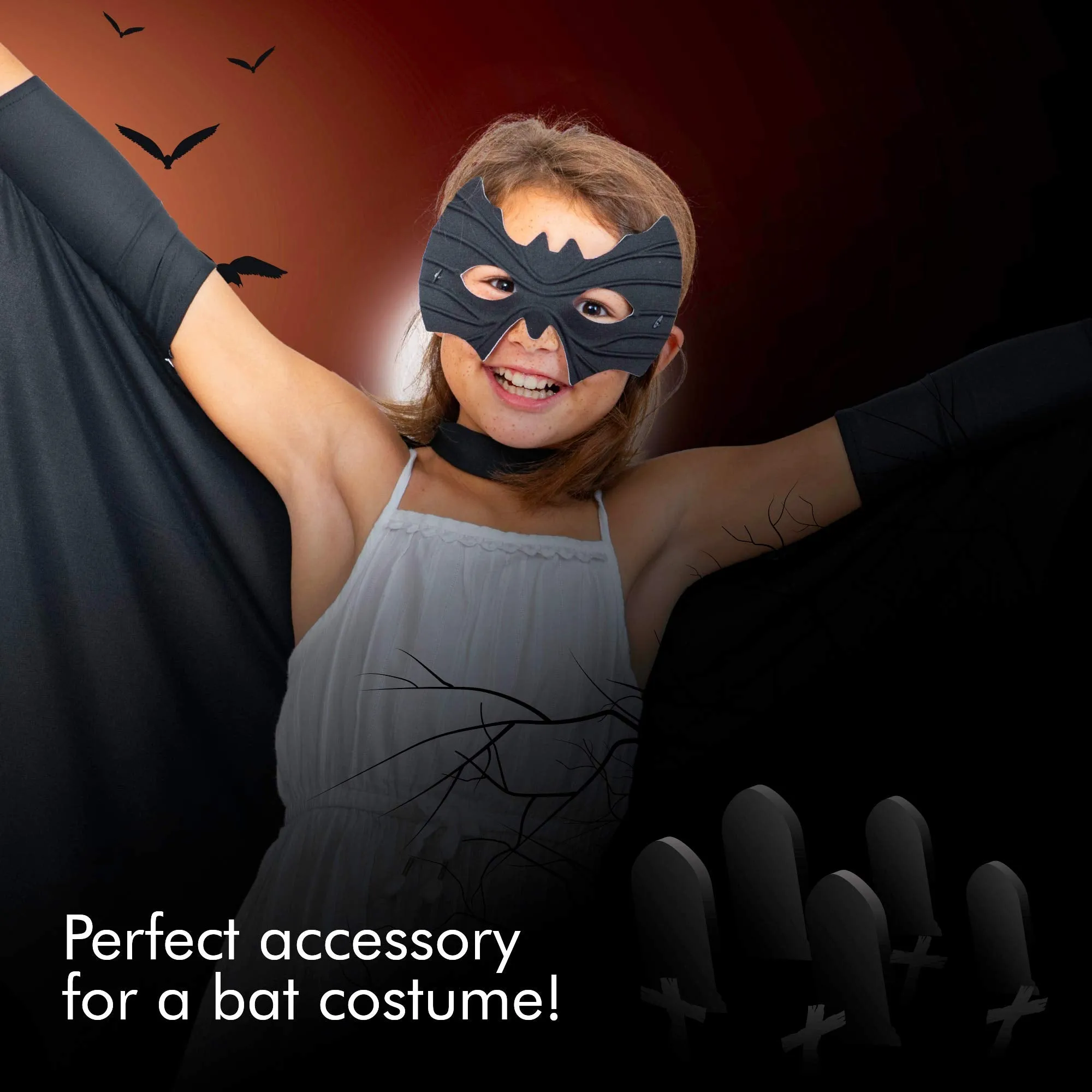 Bat Eye Mask Costume - Superhero Black Bat Face Masks Dress Up Costume Accessories for Adults and Kids