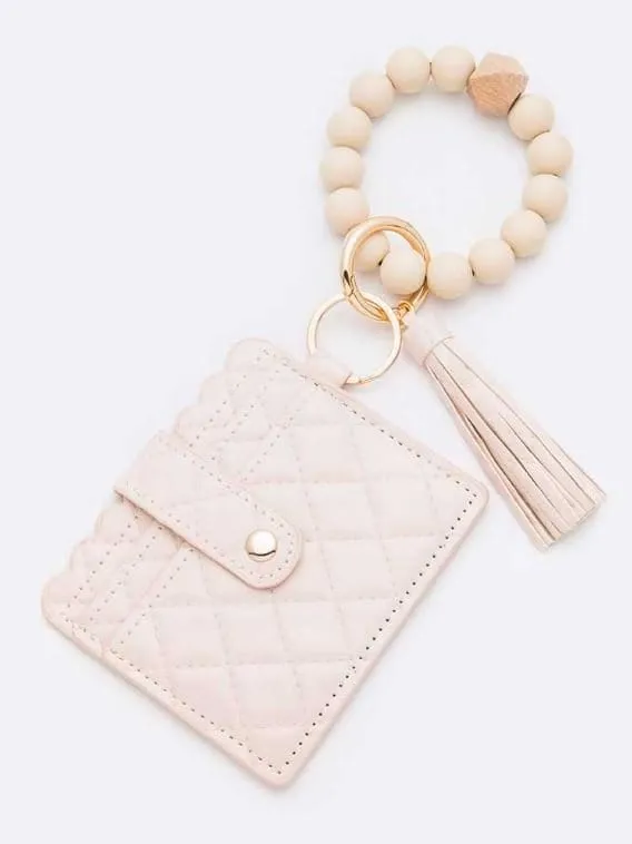 BB139X181 Jessica Quilted Beaded Keychain Bracelet Wallet