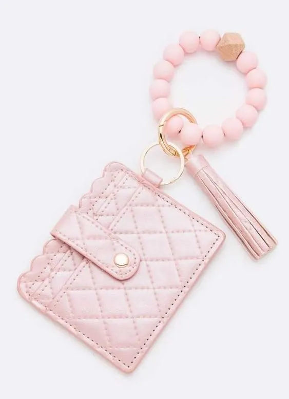 BB139X181 Jessica Quilted Beaded Keychain Bracelet Wallet