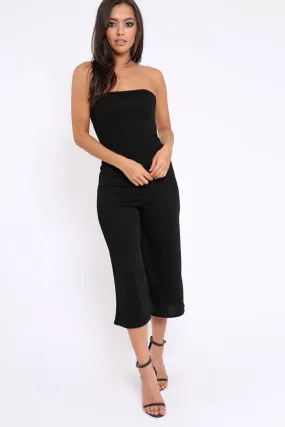 Black Bandeau Cropped Culotte Jumpsuit - Jamilia