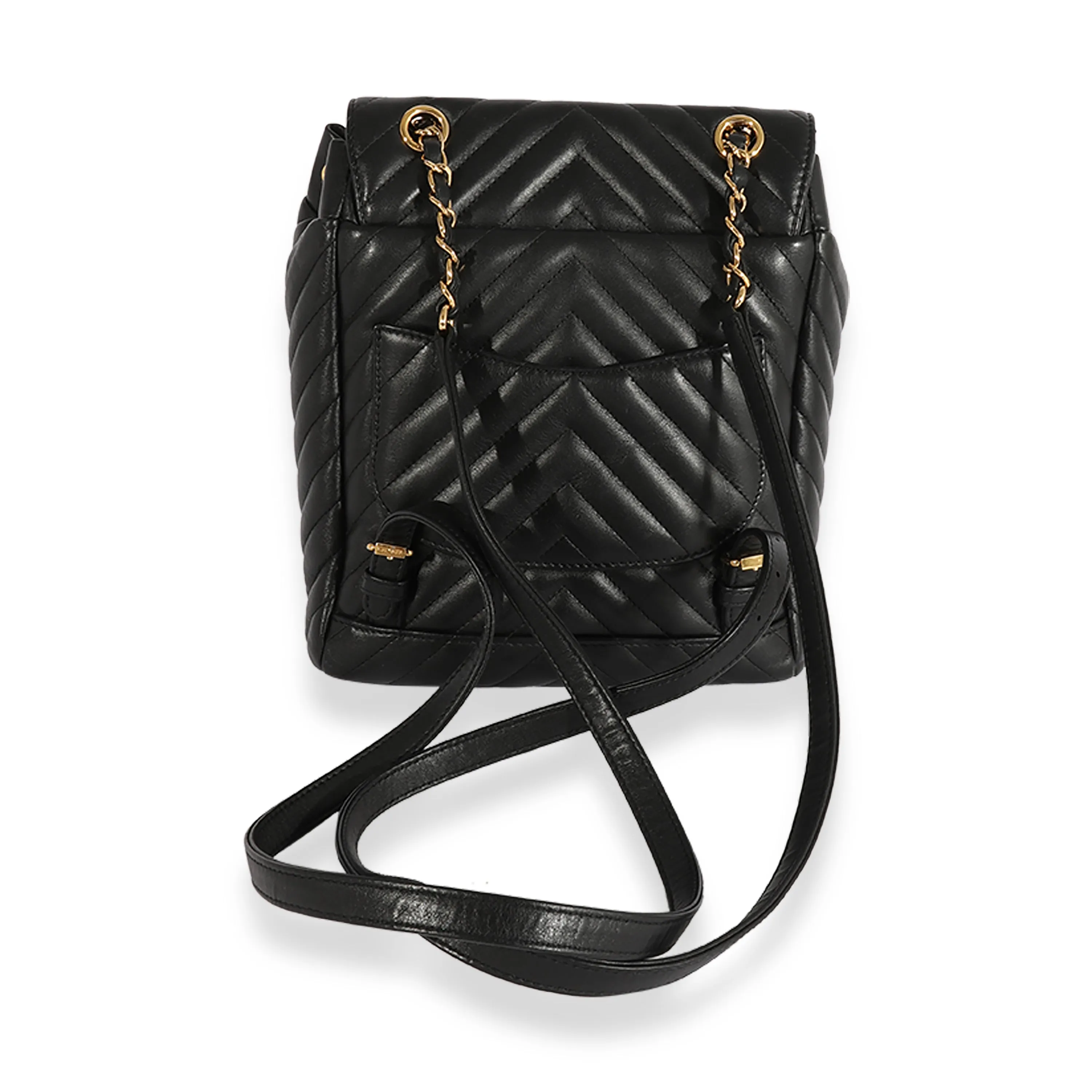 Black Chevron Quilted Lambskin Small Urban Spirit Backpack