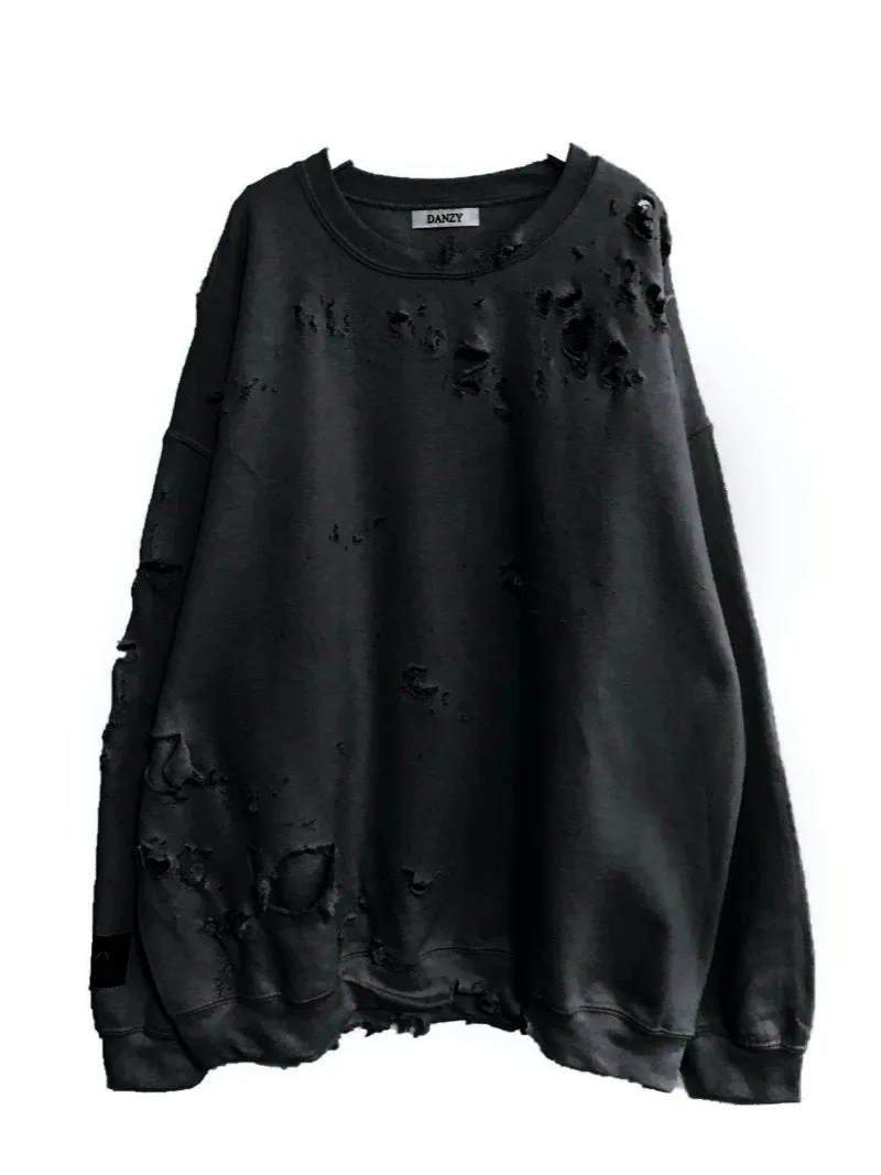 Black hand destroyed crewneck