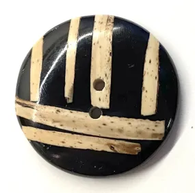 Black/Tan Round Bamboo Stripezoid 1" Round Limited Supply