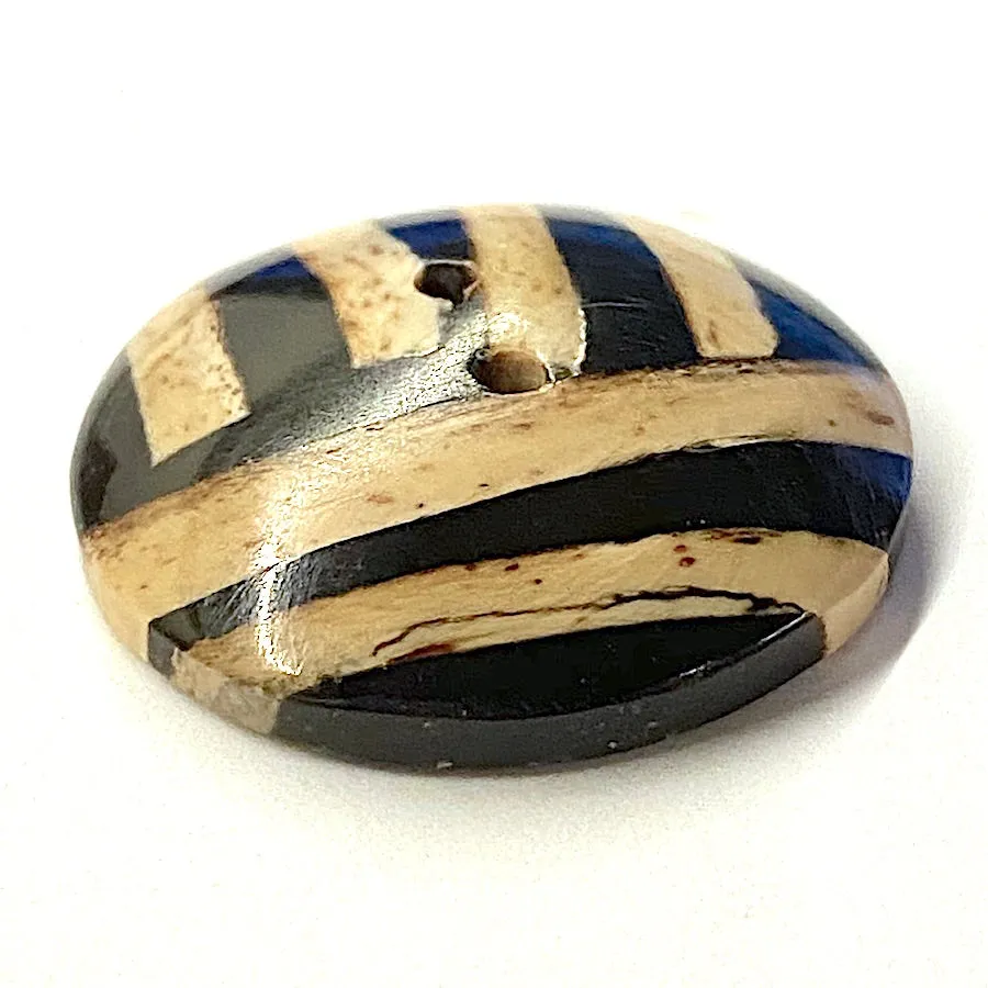 Black/Tan Round Bamboo Stripezoid 1" Round Limited Supply