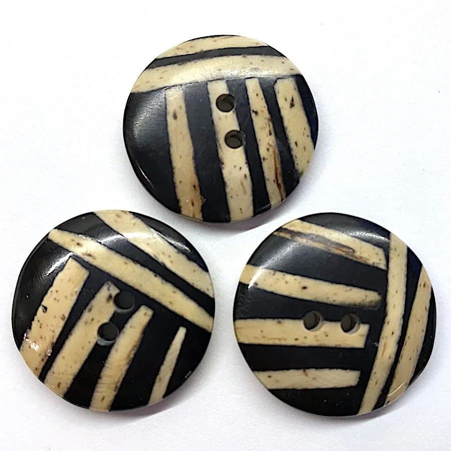 Black/Tan Round Bamboo Stripezoid 1" Round Limited Supply