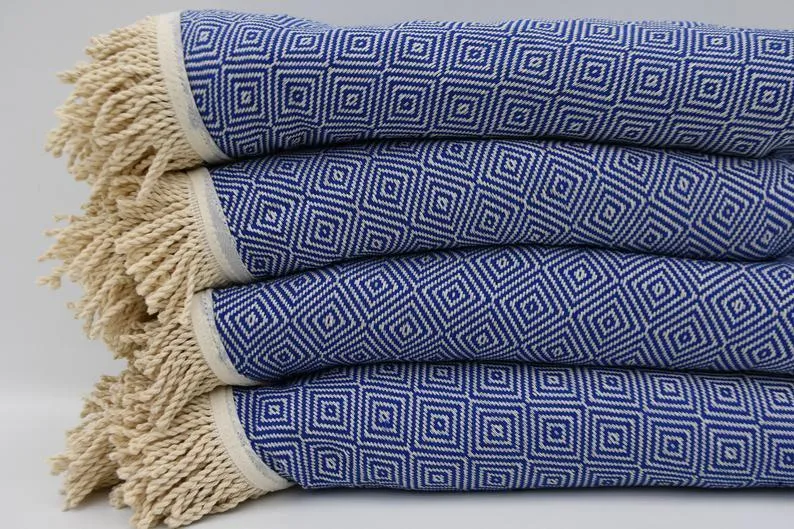 Blue 100% Cotton Round Beach Towel