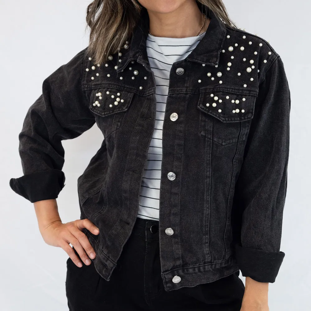 (Blue Pearl) Personalized Bridal Denim Jacket