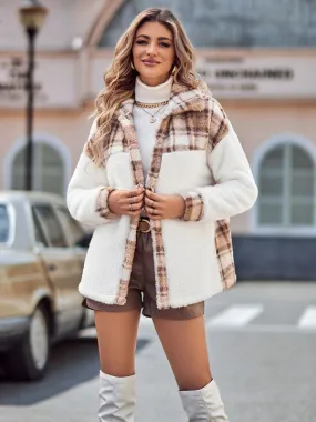 Bohemian Plaid Winter Soft Plush Women's Jacket