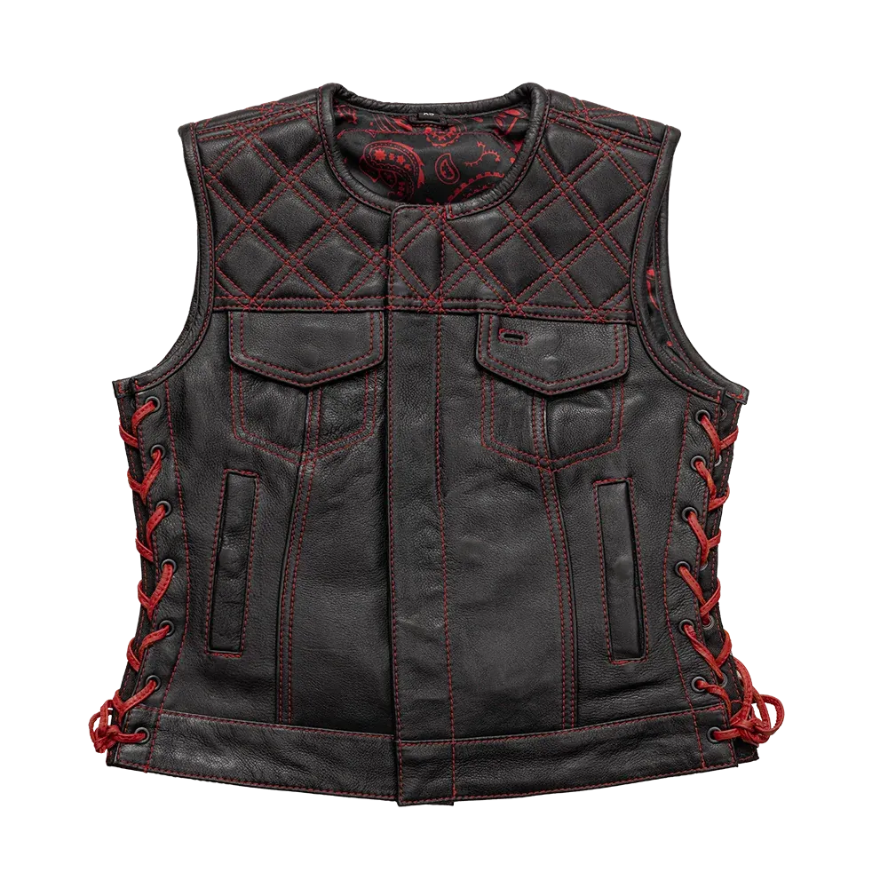 Bonnie - Women's Motorcycle Leather Vest - Diamond Quilt