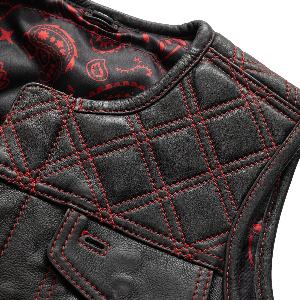 Bonnie - Women's Motorcycle Leather Vest - Diamond Quilt