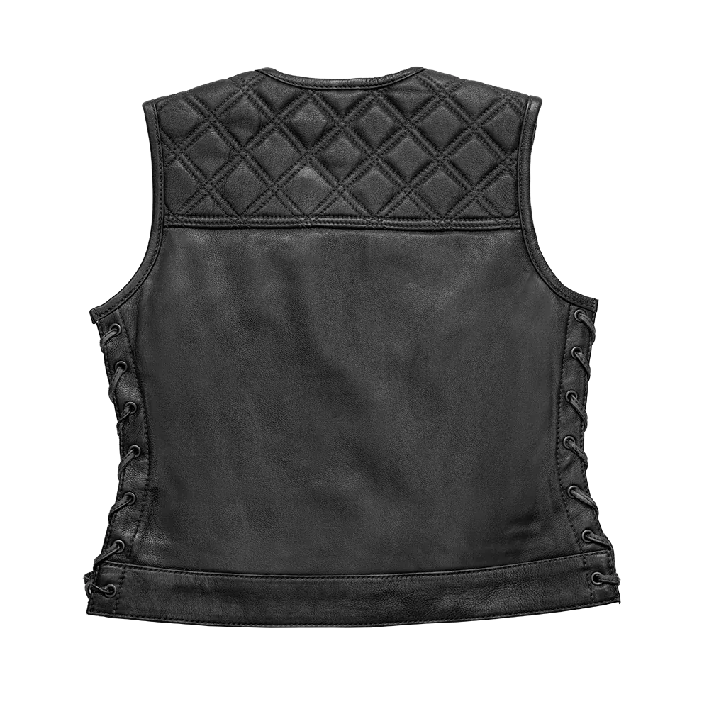 Bonnie - Women's Motorcycle Leather Vest - Diamond Quilt