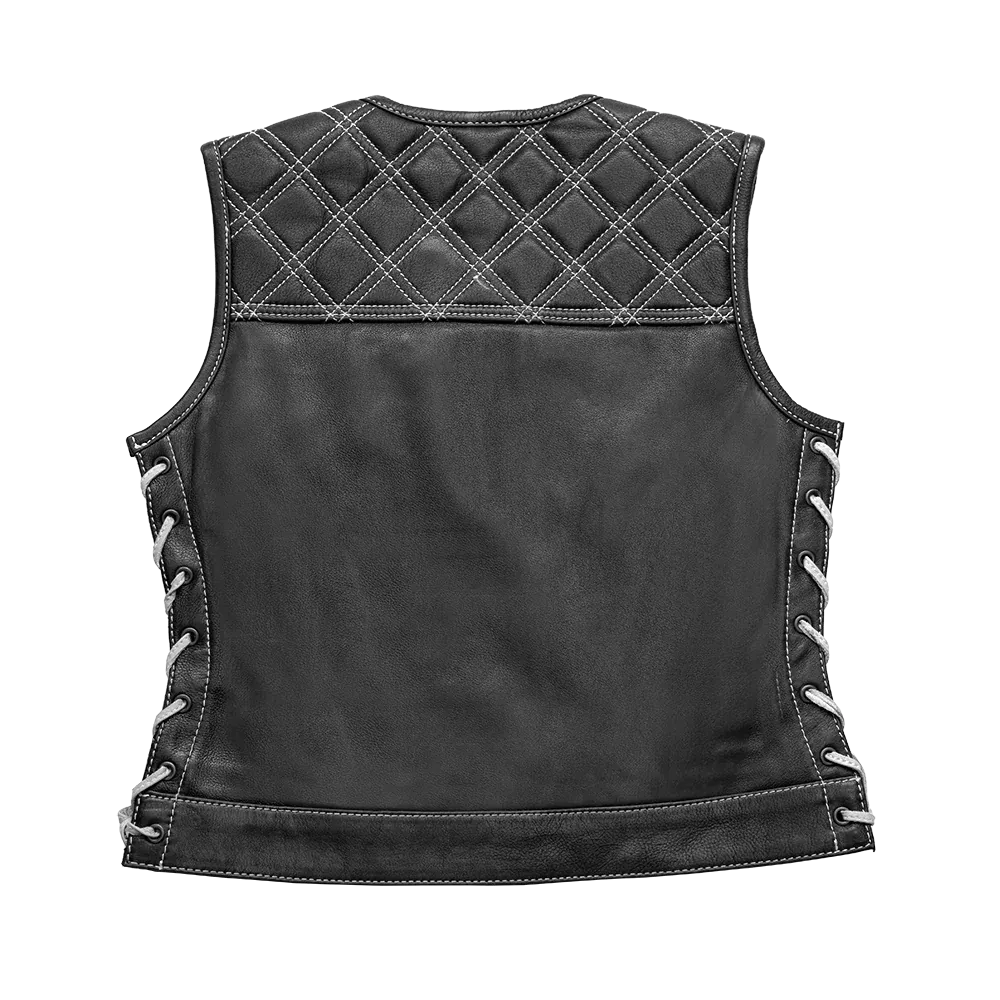 Bonnie - Women's Motorcycle Leather Vest - Diamond Quilt