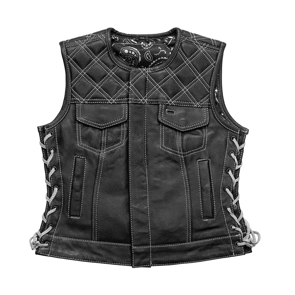 Bonnie - Women's Motorcycle Leather Vest - Diamond Quilt