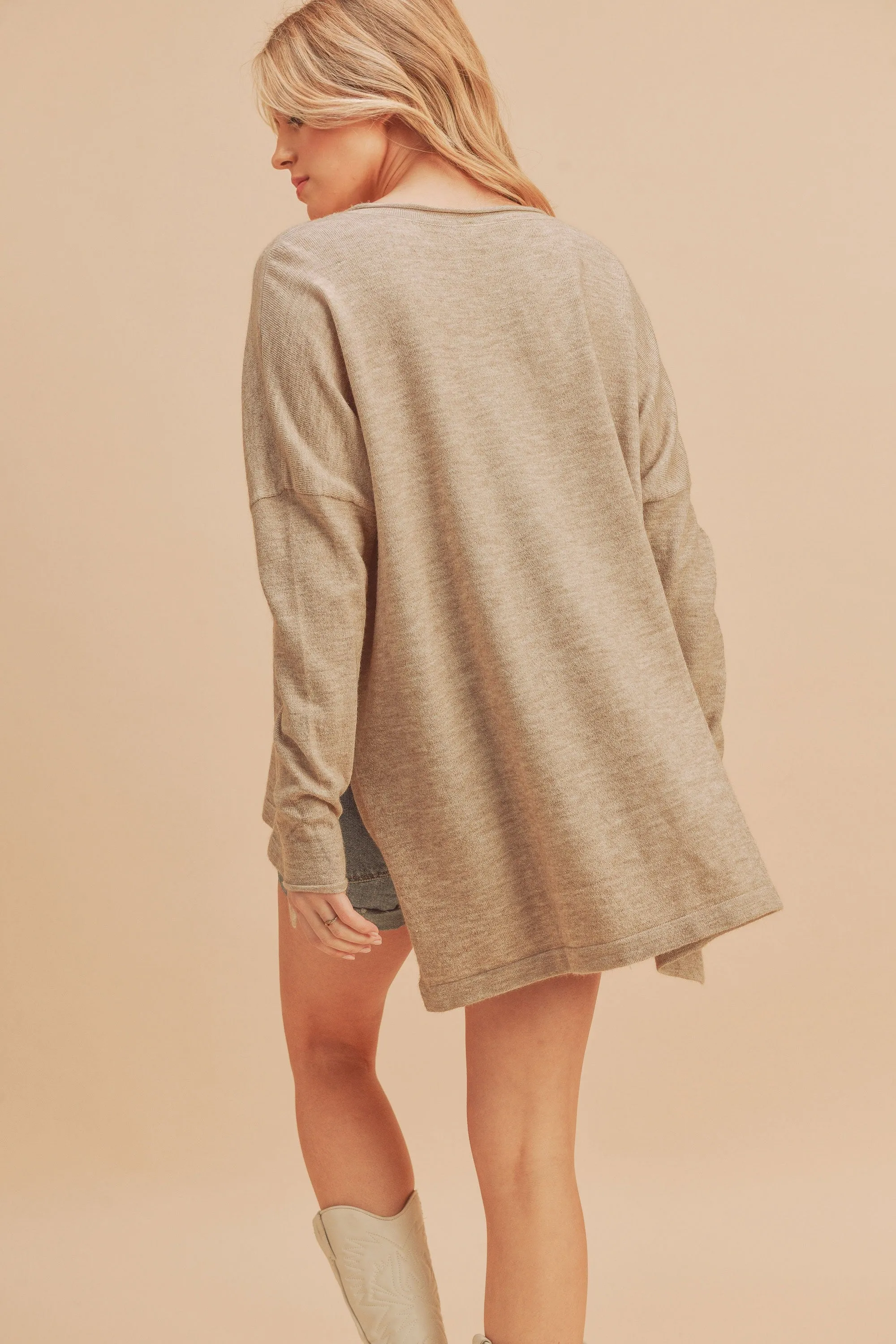 Boxy V-Neck Sweater Top