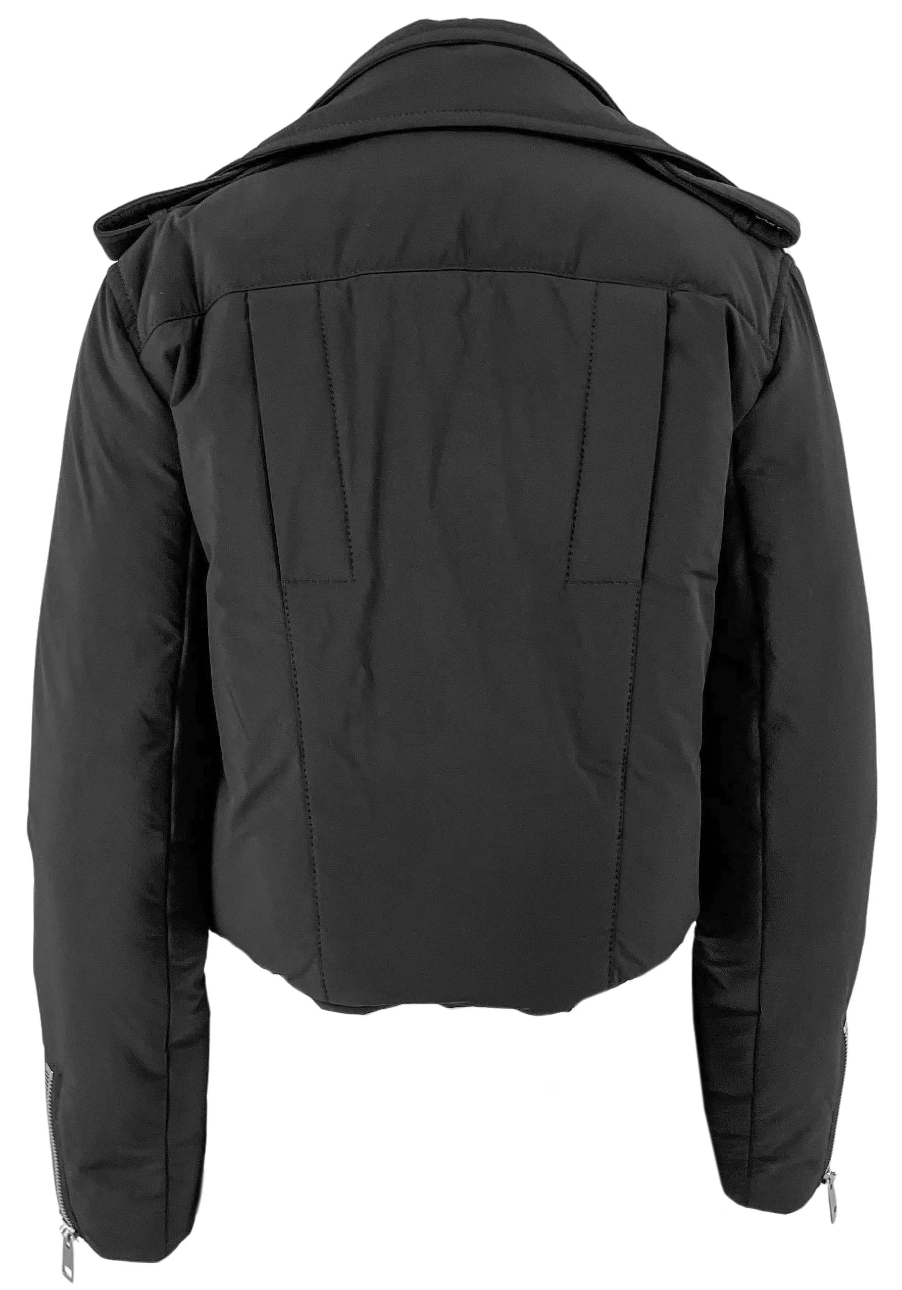 Brandon Maxwell Briar Puffed Moto Jacket in Black