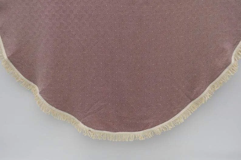 Burgundy 100% Cotton Round Beach Towel