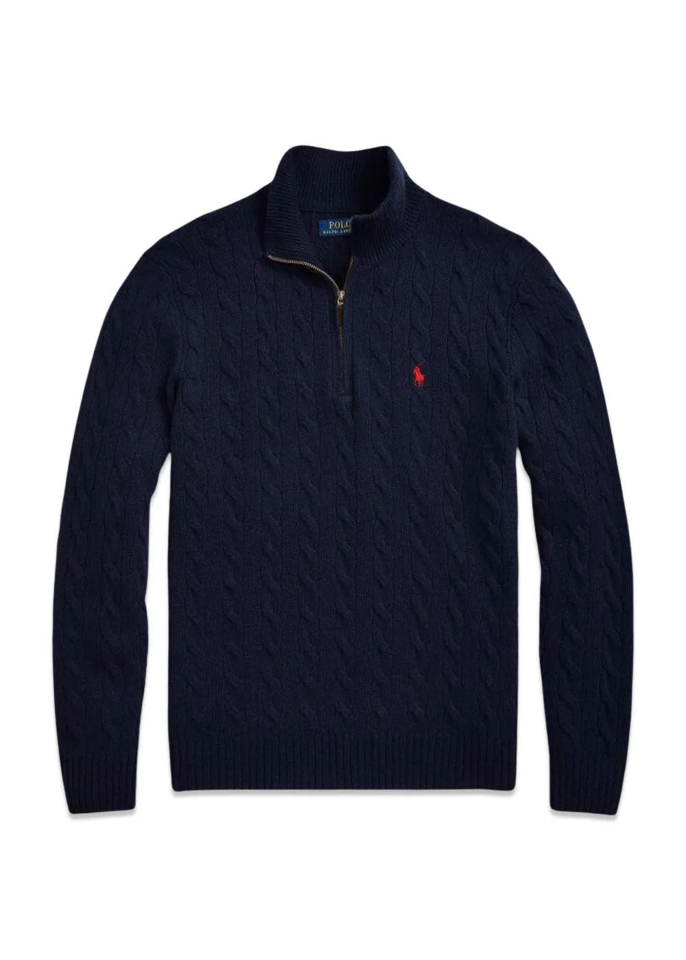 Cable Half Zip Pullover - Blue