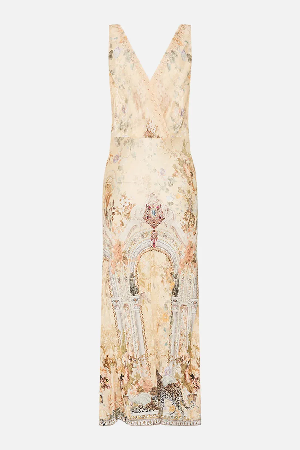 CAMILLA |  Adorned in antiquity V-neck jacquard slip dress