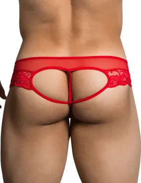 Candyman Lace Cut Out Thong Underwear Red 99299 Size S