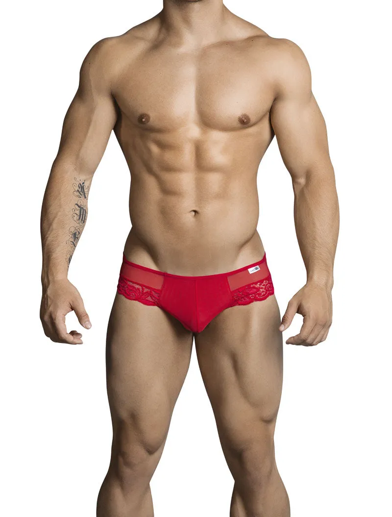 Candyman Lace Cut Out Thong Underwear Red 99299 Size S