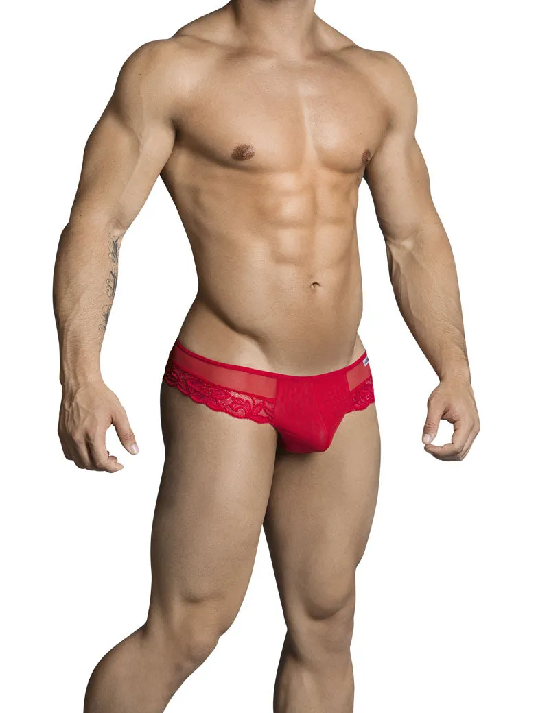 Candyman Lace Cut Out Thong Underwear Red 99299 Size S