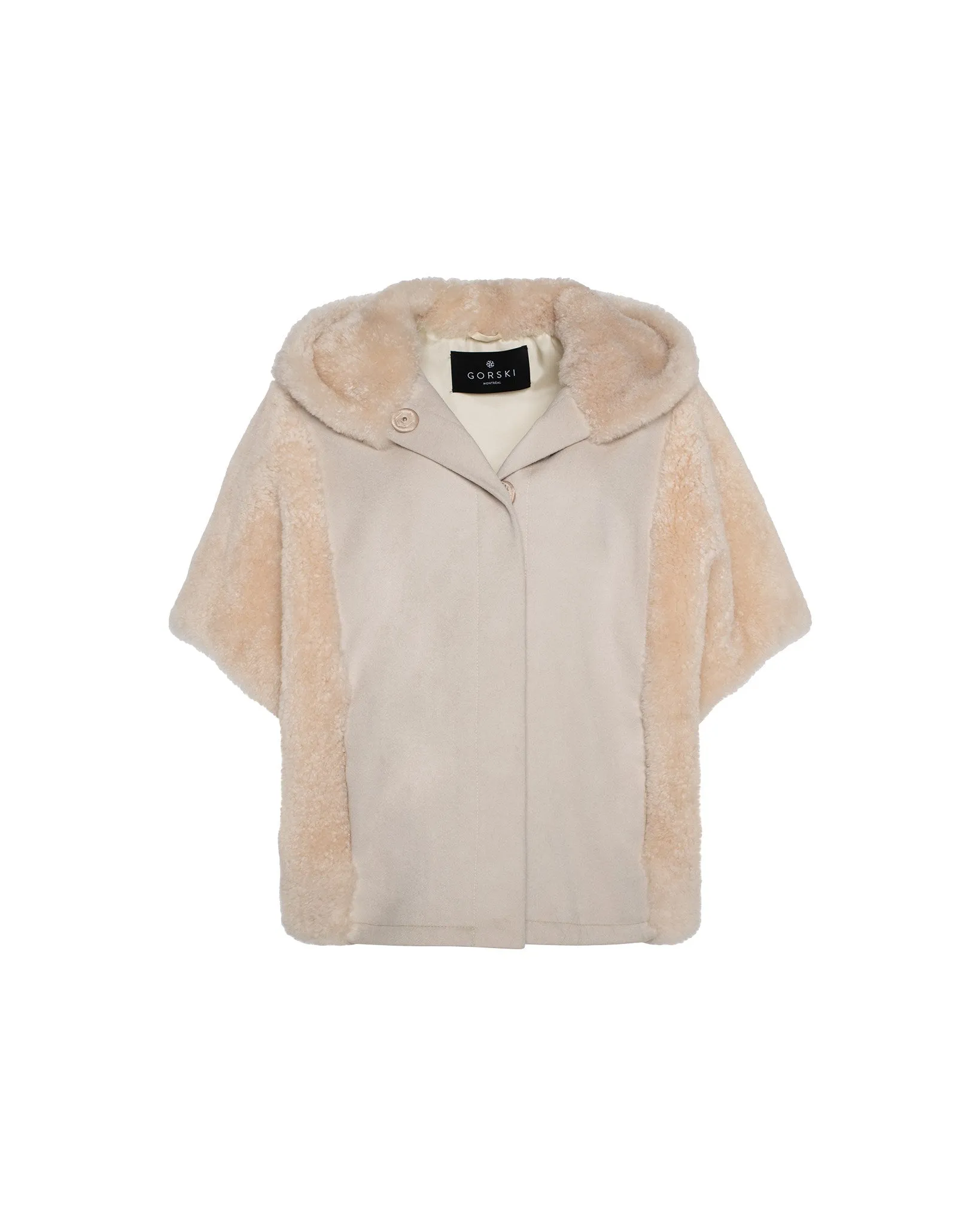 Cashmere Jacket with Sheared Select Cashmere Goat Trim and Short Sleeves