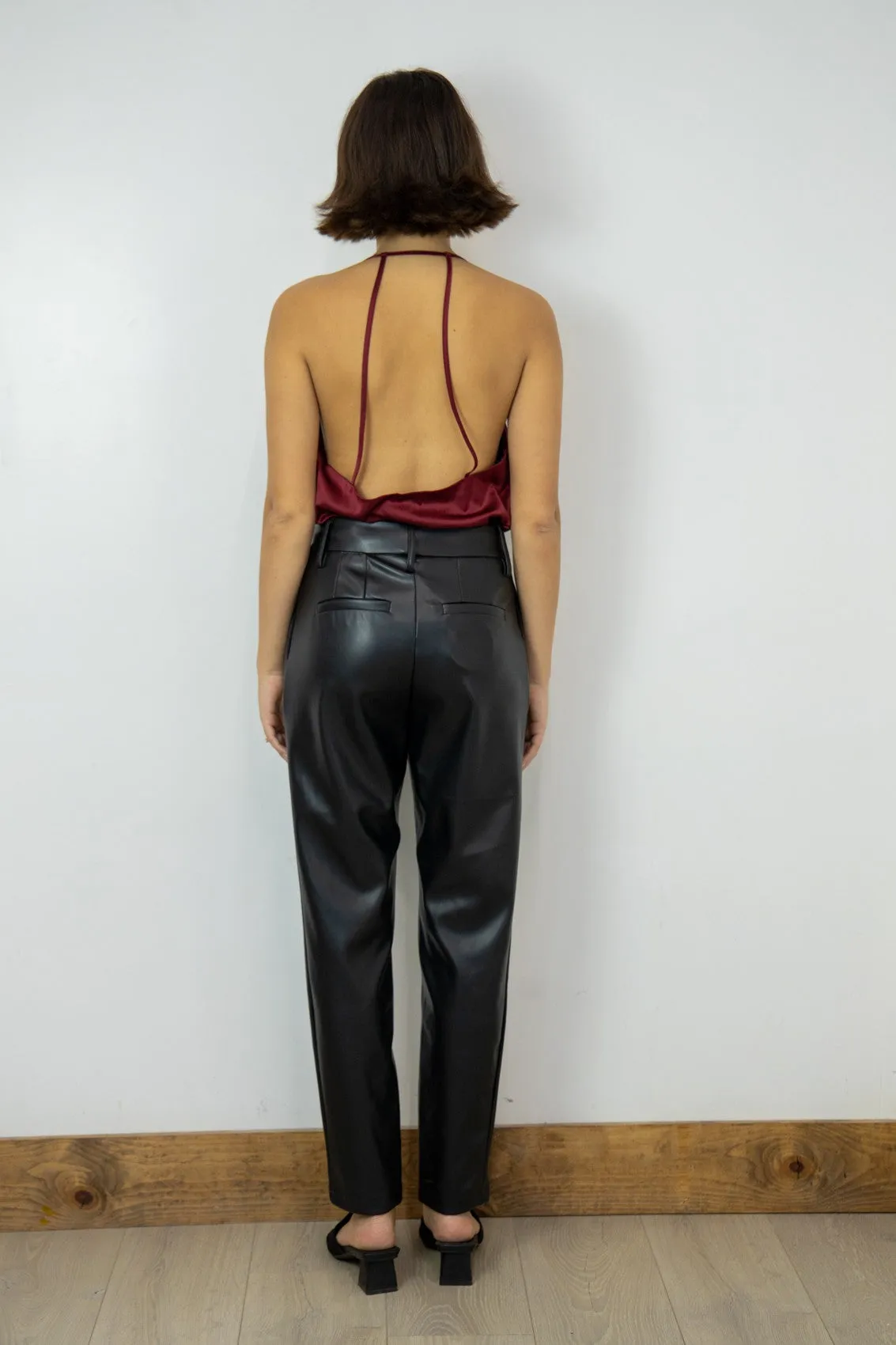 Cassia Satin Cowl Neck Backless Bodysuit