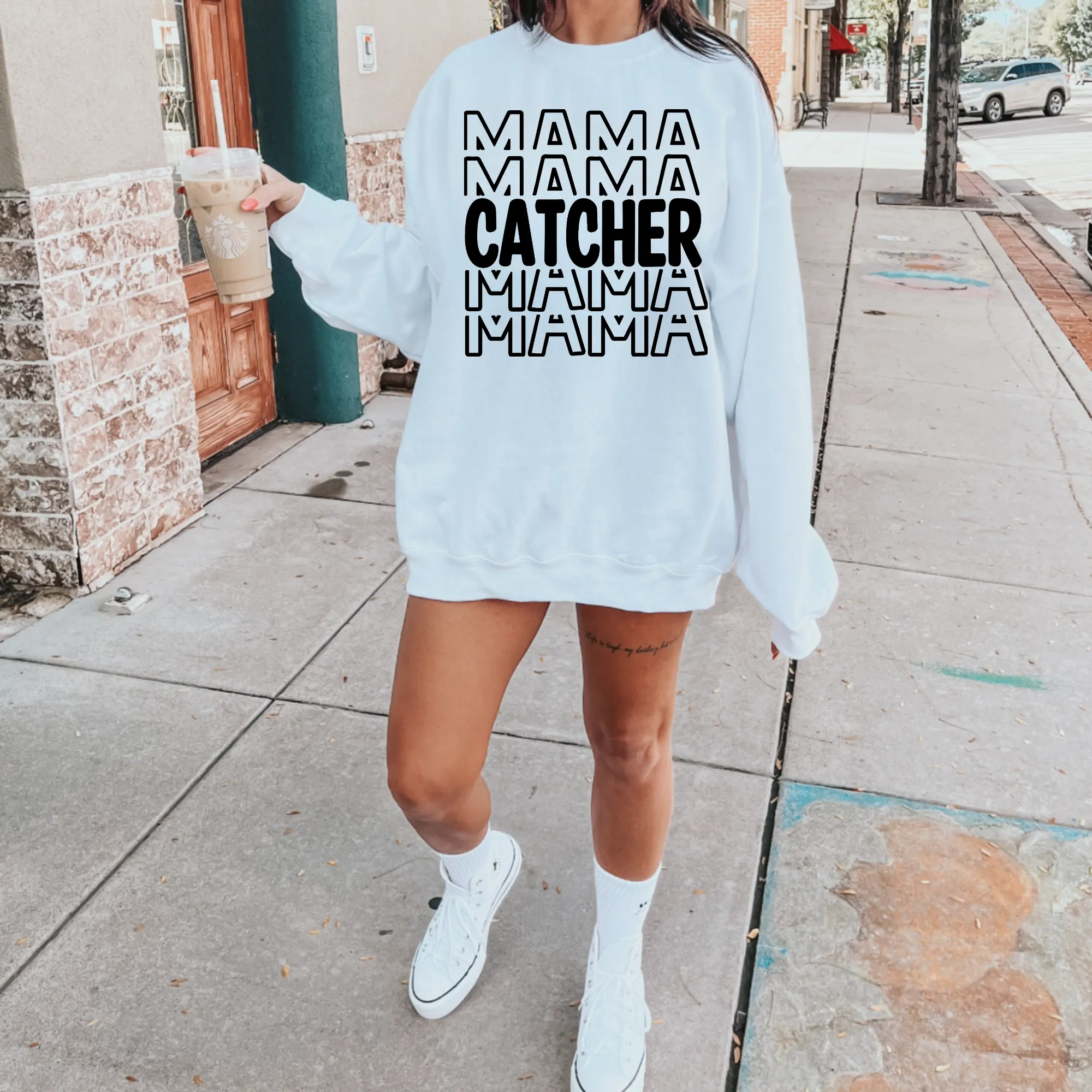 Catcher Mama | Baseball Mom Crewneck Sweatshirt