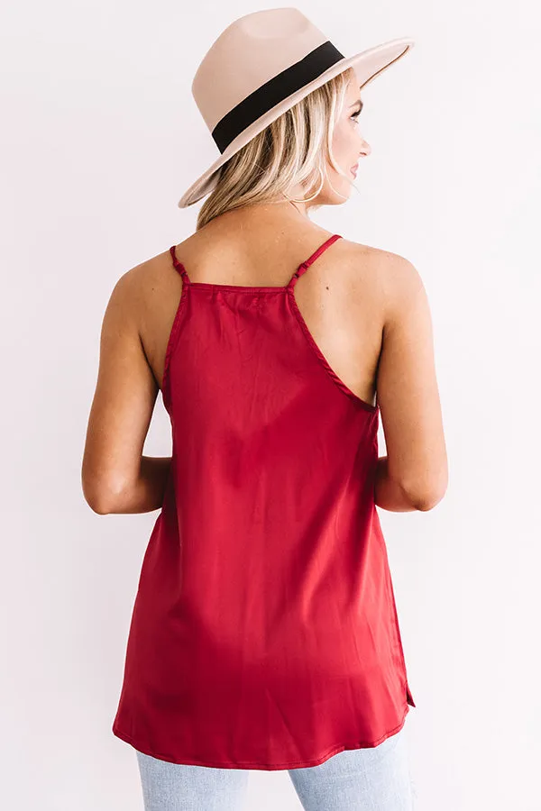 Center Stage Spotlight Lace Tank In Crimson