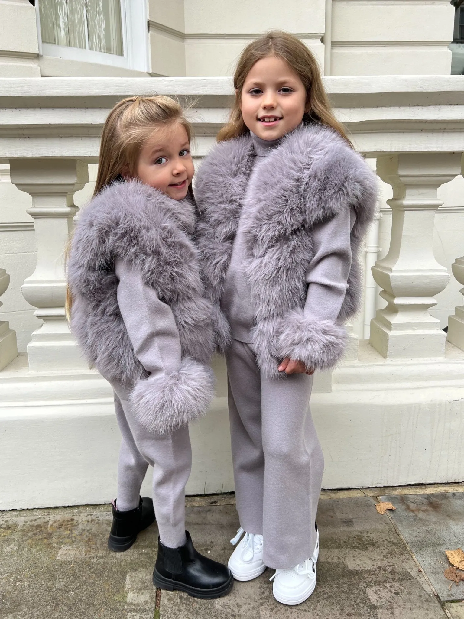 Childrens Light Grey Premium Faux Fur Short Gilet