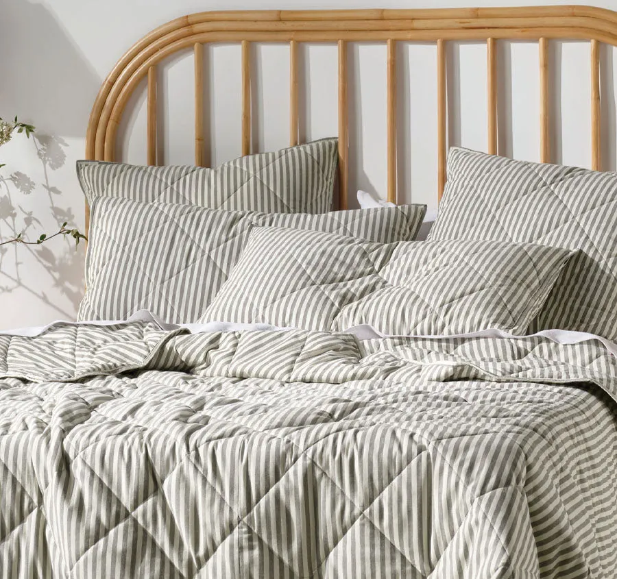 Classic Stripe Coverlet Charcoal